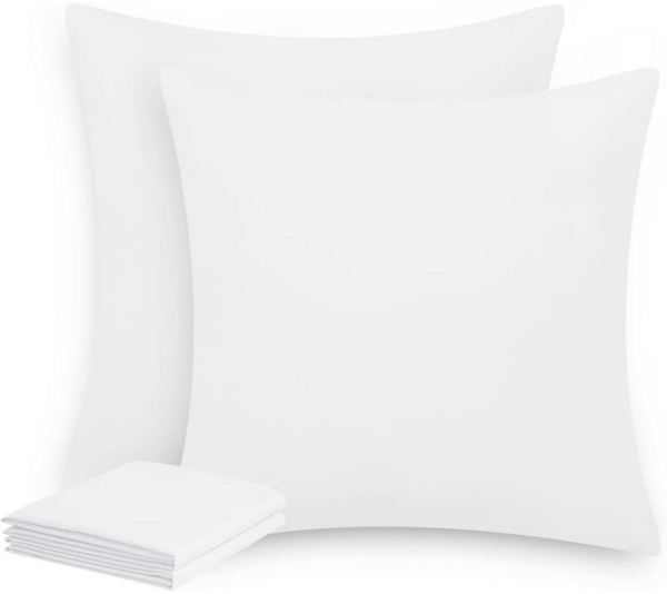 2er Set Kissenbezug 40x40 Weiß Mikrofaser Reißverschluss, Weich & Atmungsaktiv