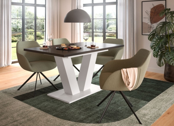 Esstisch Home-X in grau und weiß ausziehbar 150 - 190 cm Bild 5