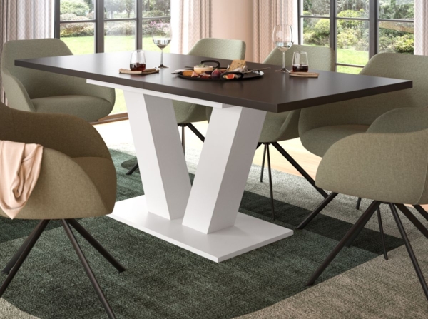 Esstisch Home-X in grau und weiß ausziehbar 150 - 190 cm Bild 4