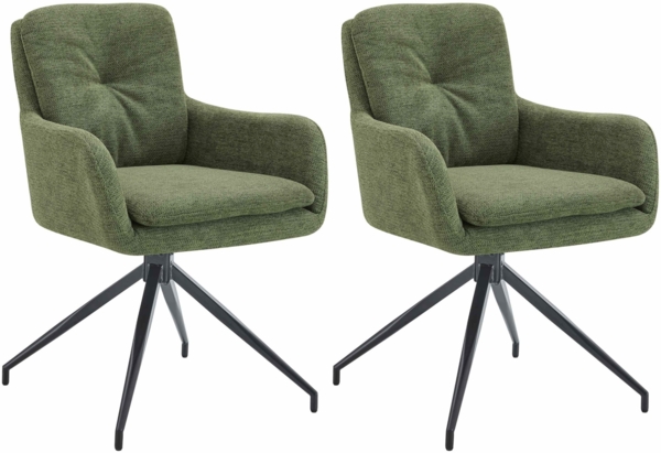 CLP 2er Set Esszimmerstühle Pickett Stoffbezug 180° Schwenkfunktion bis 150 kg,grün