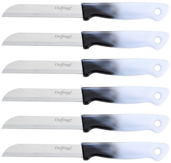 Cheffinger Messer-Set Küchenmesser Steakmesser 6-tlg CF-MK06 Auswahl Farbe schwarz