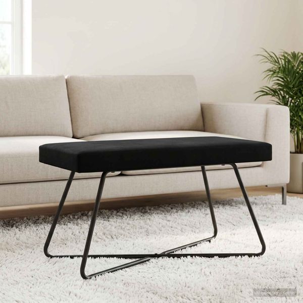 vidaXL Bank Uni Schwarz 80 x 40 x 45 cm Samt 42038335