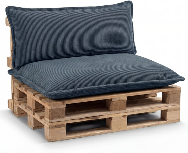 Gutekissen® Palettenkissen Glatte Kissen mit Paspel, Palettenauflagen Sitzkissen Rückenlehne Glatt PLL (Dunkelblau, Sitzkissen 120x60)