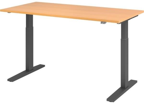 Sitz-Steh-Schreibtisch elektrisch 160x80 cm Buche/Graphit
