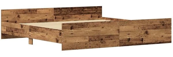 vidaXL Bettrahmen mit Kopfteil Altholz 203 x 203 x 50 cm Holzwerkstoff 3329303 Bild 4