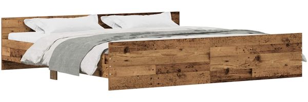 vidaXL Bettrahmen mit Kopfteil Altholz 203 x 203 x 50 cm Holzwerkstoff 3329303 Bild 2