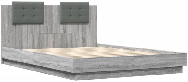 vidaXL Bettgestell mit Kopfteil Grau Sonoma 150x200 cm Holzwerkstoff 3209917
