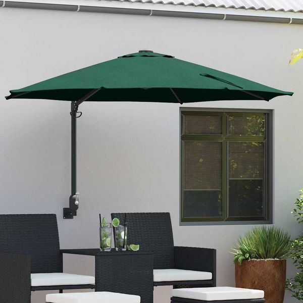 vidaXL Garten-Sonnenschirm Grün 248 x 248 x 148 cm Polyester und Stahl 42003228