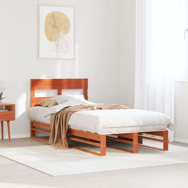 vidaXL Massivholzbett ohne Matratze Wachsbraun 90x190 cm Kiefernholz 850823