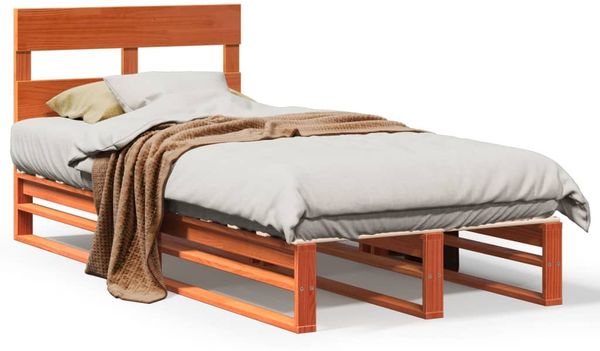 vidaXL Massivholzbett ohne Matratze Wachsbraun 90x190 cm Kiefernholz 850823 Bild 2