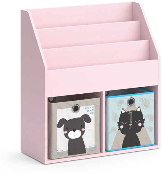 Kinderregal Luigi Rosa 72 x 79 cm mit 2 Faltboxen (Hund, Katze) Vicco