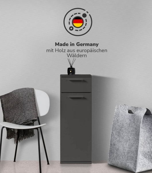 mokebo Midischrank Der Matrose (mit Einlegeboden & Schublade) schmaler Badschrank mit Schublade, Badezimmerschrank in Schwarz Bild 2