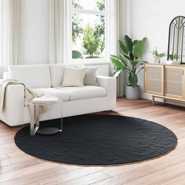 vidaXL Rutschfester Teppich aus Kunstkaninchenfell OLITE Schwarz 42021736