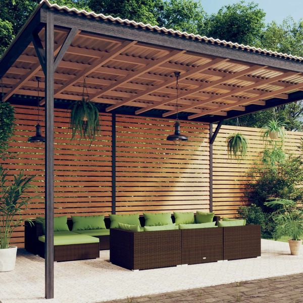 vidaXL 10-tlg. Garten-Lounge-Set mit Kissen Braun Poly Rattan 3102044