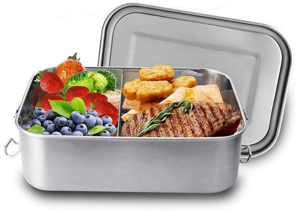 BlingBin Lunchbox 850ml/1400ml Auslaufsichere Bento-Box Brotzeit-Dose aus Edelstahl, Edelstahl, (1er Set, 1-tlg, Fassungsvermögen: 1400ml), Lunchbox, Vesperdose, Pausenbrot, für Erwachsene & Kinder