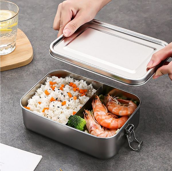 BlingBin Lunchbox 850ml/1400ml Auslaufsichere Bento-Box Brotzeit-Dose aus Edelstahl, Edelstahl, (1er Set, 1-tlg, Fassungsvermögen: 850ml), Lunchbox, Vesperdose, Pausenbrot, für Erwachsene & Kinder