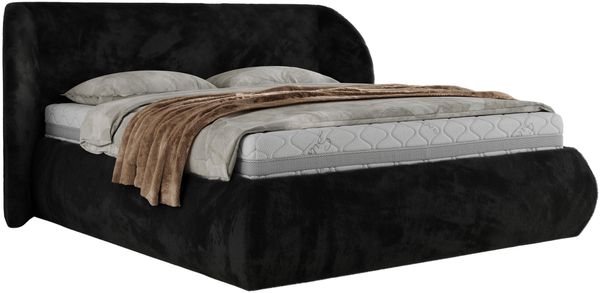 Polsterbett mit Lattenrost, Doppelbett Bettkasten, Bettgestell mit Gasdruckfeder - CAELA CLASSIC - 180 x 200 cm - Schwarz Plüsch Bild 5