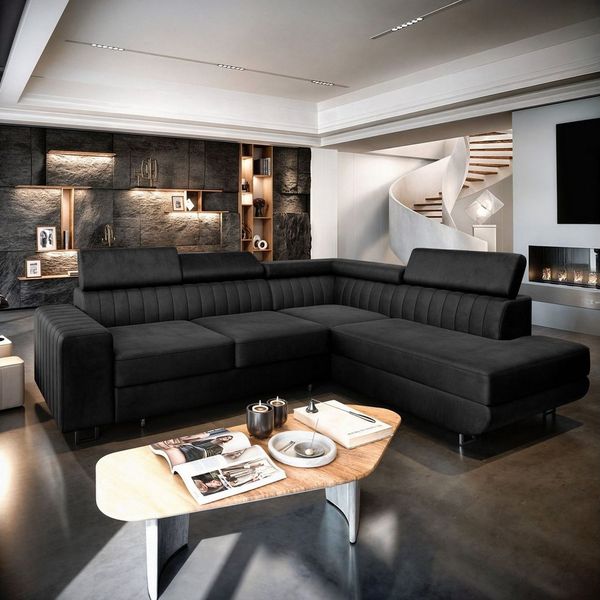 Masseno Ecksofa NOLA mit Schlaffunktion L-Form, Sofa mit Bettkasten