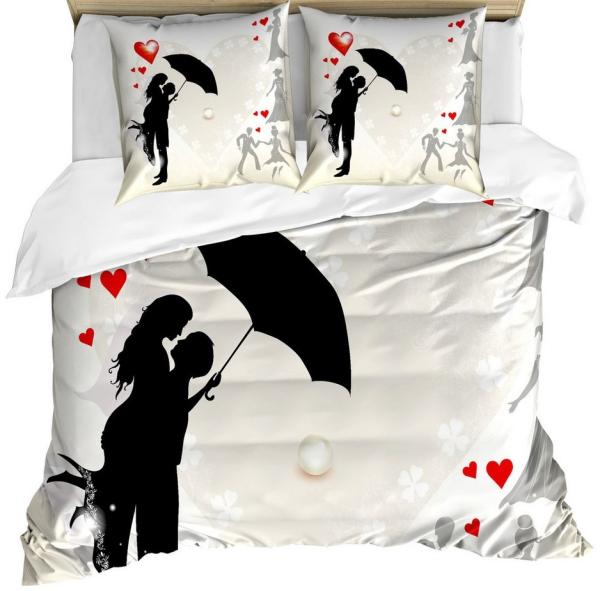 Abakuhaus Bettwäsche weicher Microfaserstoff Allergiker geeignet, kein Verblassen, Microfaser, Schwarz-Weiss Paar Liebe Verhältnis