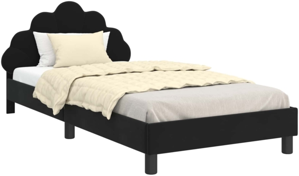 vidaXL Kinderbettgestell mit Kopfteil Schwarz 90x200 cm Samt 42011164