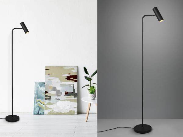 LED Stehlampe in Schwarz matt, Spot schwenkbar, Höhe 151cm