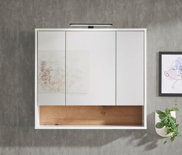 BASIC by Balculina Spiegelschrank Liguria B/H/T 80x72x21 cm (1-St) Breite 80cm, Beleuchtung, FSC-Mix 70%