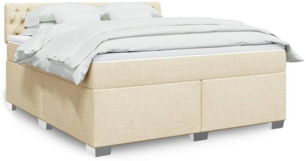 vidaXL Boxspringbett mit Matratze Creme 180x200 cm Stoff 3288279