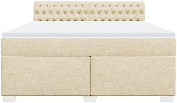 vidaXL Boxspringbett mit Matratze Creme 180x200 cm Stoff 3288279 Bild 6