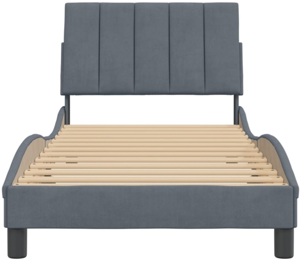 vidaXL Bettgestell ohne Matratze "Hanko" Dunkelgrau 90x200 cm Samt 3207826 Bild 5