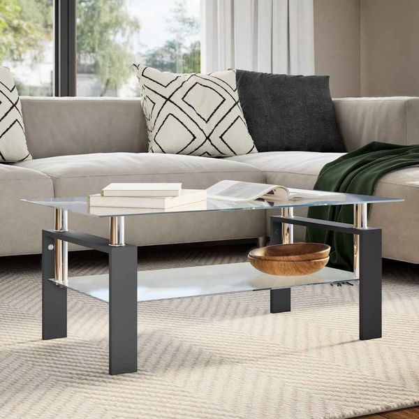 vidaXL Couchtisch Schwarz Transparent 95x55x40 cm Hartglas 330303