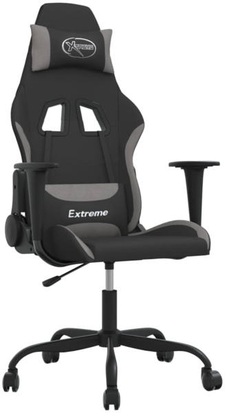 Gamingstuhl Drehbar Schwarz und Hellgrau Stoff