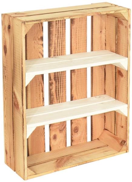 CHICCIE 6 Set Holzregal Schmalhanz - Hell Geflammt Weiß 2x Kurzes Regal