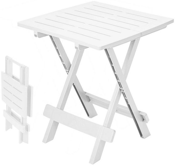 Spetebo Gartentisch Kunstoff Klapptisch ADIGE - weiss (Stück, 1-St, Kunststoff Tisch), Garten Beistelltisch klappbar