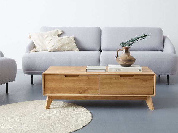andas Couchtisch Pandrup, mit 2 Schubkasten, in verschiedenen Farben erhältlich, Höhe 37 cm