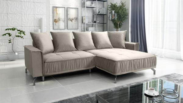 Ecksofa Schlafsofa Sofa FLORENCE Stoff Element Hellbeige Ottomane Rechts