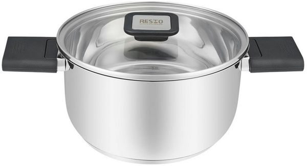 RESTO Kitchenware Kochtopf Anser, energiesparend und spülmaschinenfest, im Geschenkkarton, Edelstahl 18/10 (2-tlg), Geeignet für alle Herdarten, auch Induktion, mit klappbaren Griffen