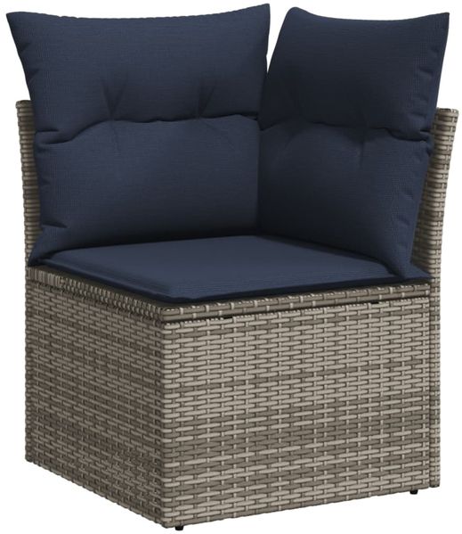 vidaXL 7-teiliges Gartensofa-Set mit Kissen, grau, Polyrattan 3220500 Bild 6