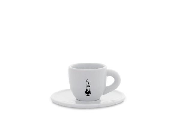 Bialetti Mokatasse Istituzionale, mit Untertasse, Moka Tasse, Espressotasse, Porzellan, 80 ml