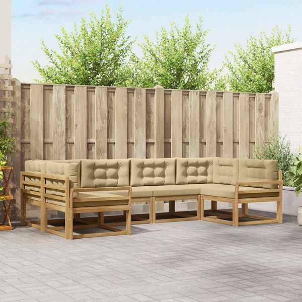 vidaXL Outdoor-Sofagarnitur mit Kissen 6 pcs Weiß und Beige 3386937
