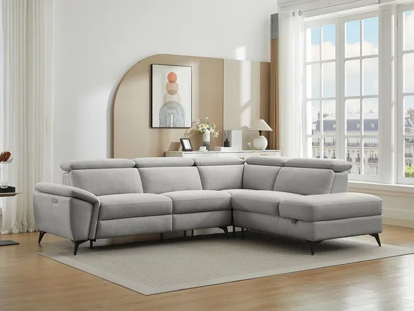 Vente-unique - CADILO Sofa Stoff Grau - B 221 cm x H 83 cm x L 279 cm