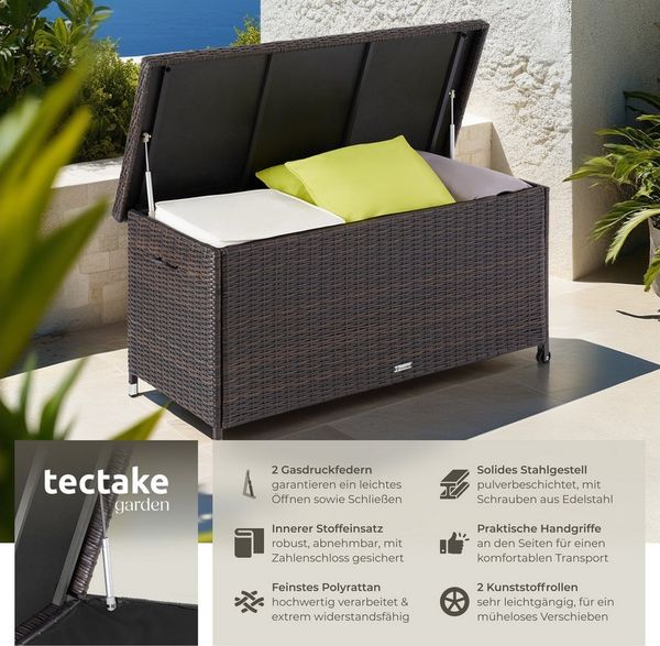tectake Gartenbox Auflagenbox (1 St, Auflagenbox), Aufbewahrungsbox mit Rattangeflecht