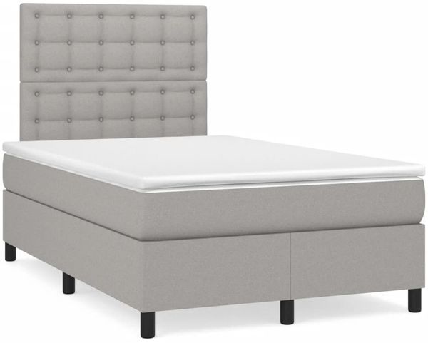 vidaXL Boxspringbett mit Matratze & LED Hellgrau 120x190 cm Stoff 3270225
