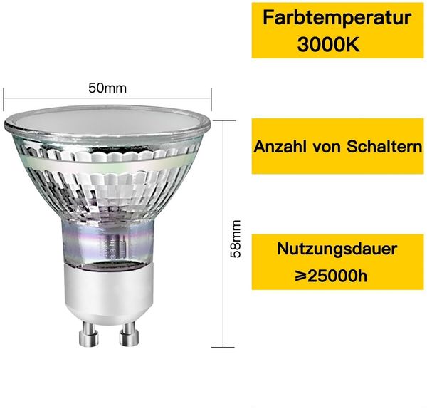 ZMH GU10 LED Warmweiss 3W Leuchtmittel Lampe Ersetzt 30W Glühbirne 3000K Energiesparlampe Abstrahlwinkel 110° Spot Nicht Dimmbar Reflektor Birne Glühlampen Strahler Spot LED GU10-10 pack Bild 2