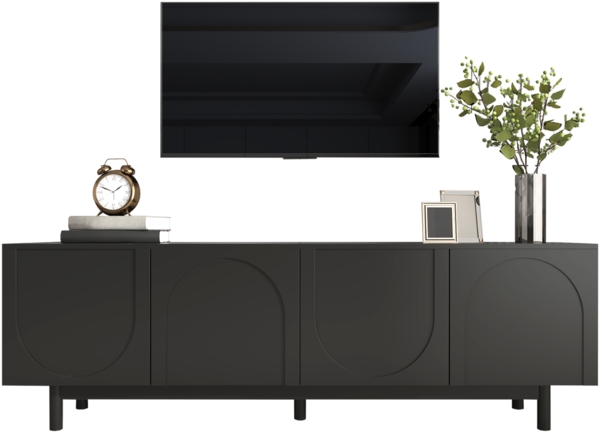 Moderner schwarzer TV-Schrank – 175 × 38 ×56 cm,Schwarz,modernes Design, viel Stauraum