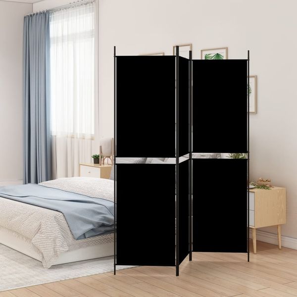 vidaXL 3-tlg. Paravent Schwarz 150x200 cm Stoff 350229