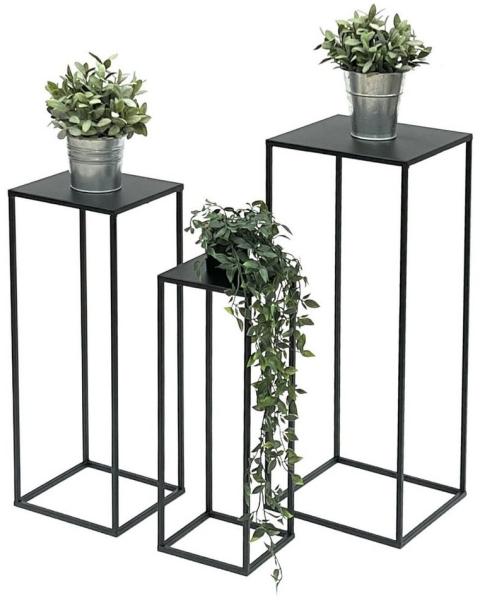 DanDiBo Blumenhocker eckig, Metall, Schwarz, 3 Stück, 70 x 28 x 28 cm