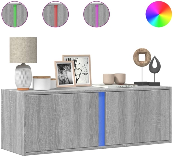 vidaXL TV-Wandschrank mit LED-Beleuchtung Grau Sonoma 100x31x35 cm 852269