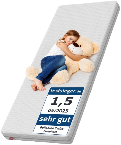 Bellabino 'Twist' Kindermatratze 90x190 cm, Höhe 11 cm, Härtegrad H2, Kaltschaummatratze, abnehmbarer Bezug