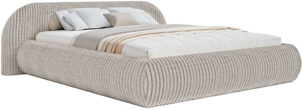 Selsey 'Shels Low' Polsterbett 140x200 mit Bettkasten, Breitcord, Graubeige