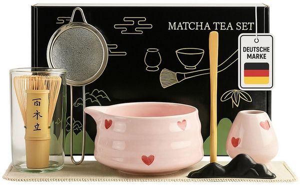 Roxlin Teeservice Roxlin Matcha Set (7-teilig) Keramik, Bambus-Besen, Schale & Zubehör